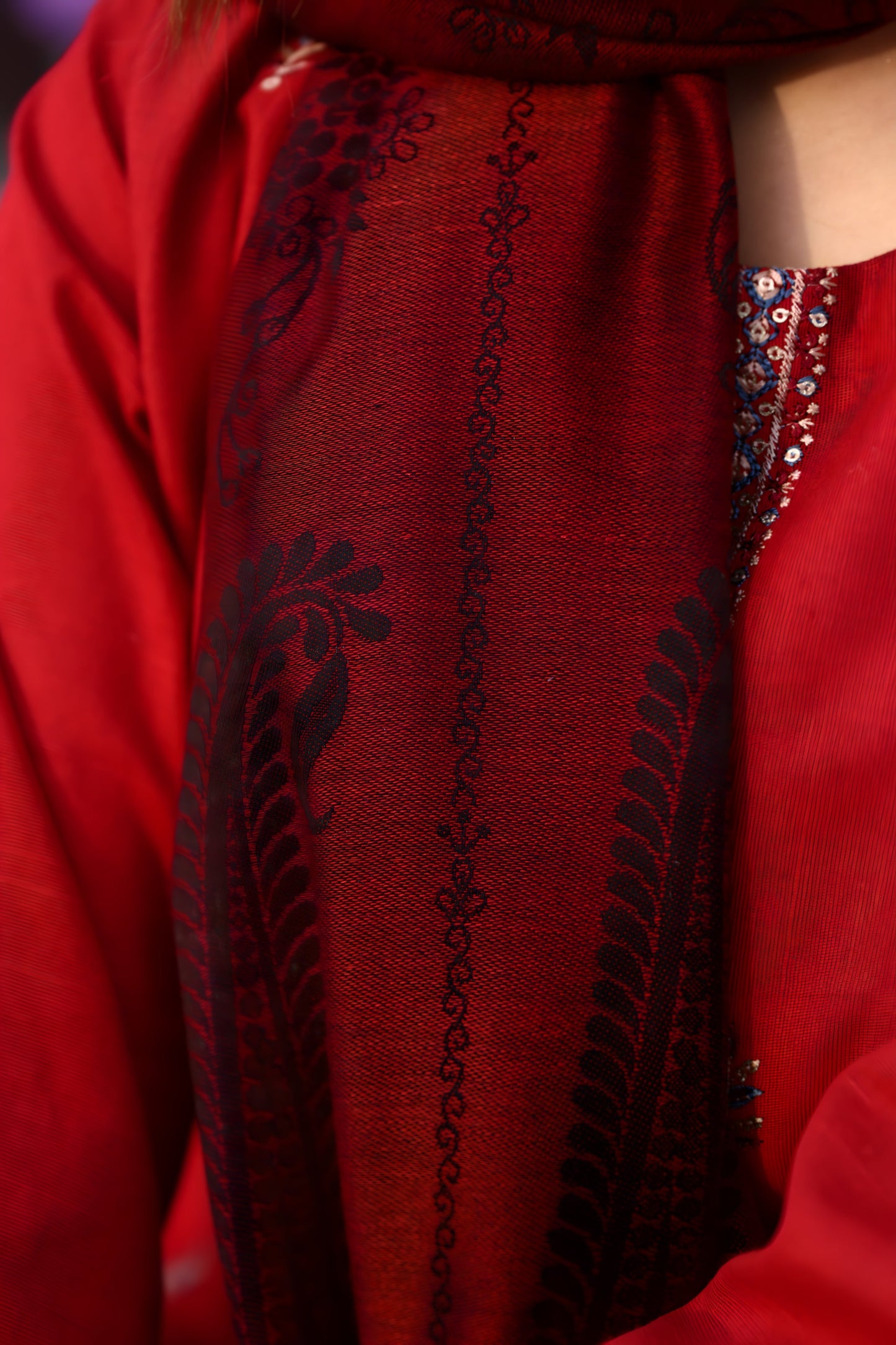 BRANDSINN-3PC KHADDAR CUTWORK EMBROIDERED SHIRT WITH KASHMIRI JACQUARD WOOL SHAWL-BIC-1552