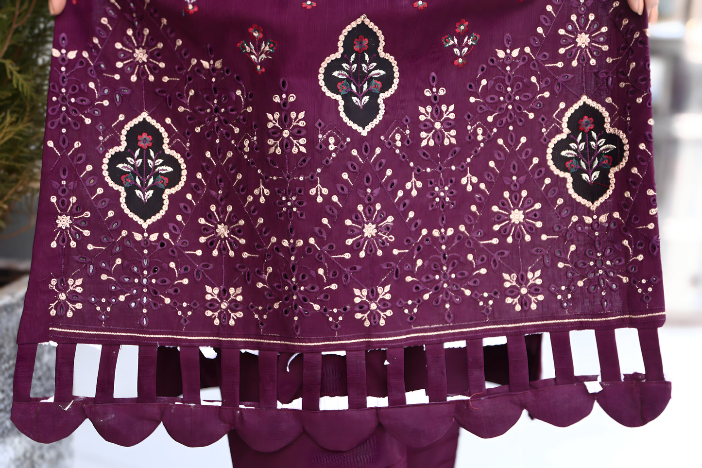 BRANDSINN-3PC KHADDAR CUTWORK EMBROIDERED SHIRT WITH KASHMIRI JACQUARD WOOL SHAWL-BIC-1550