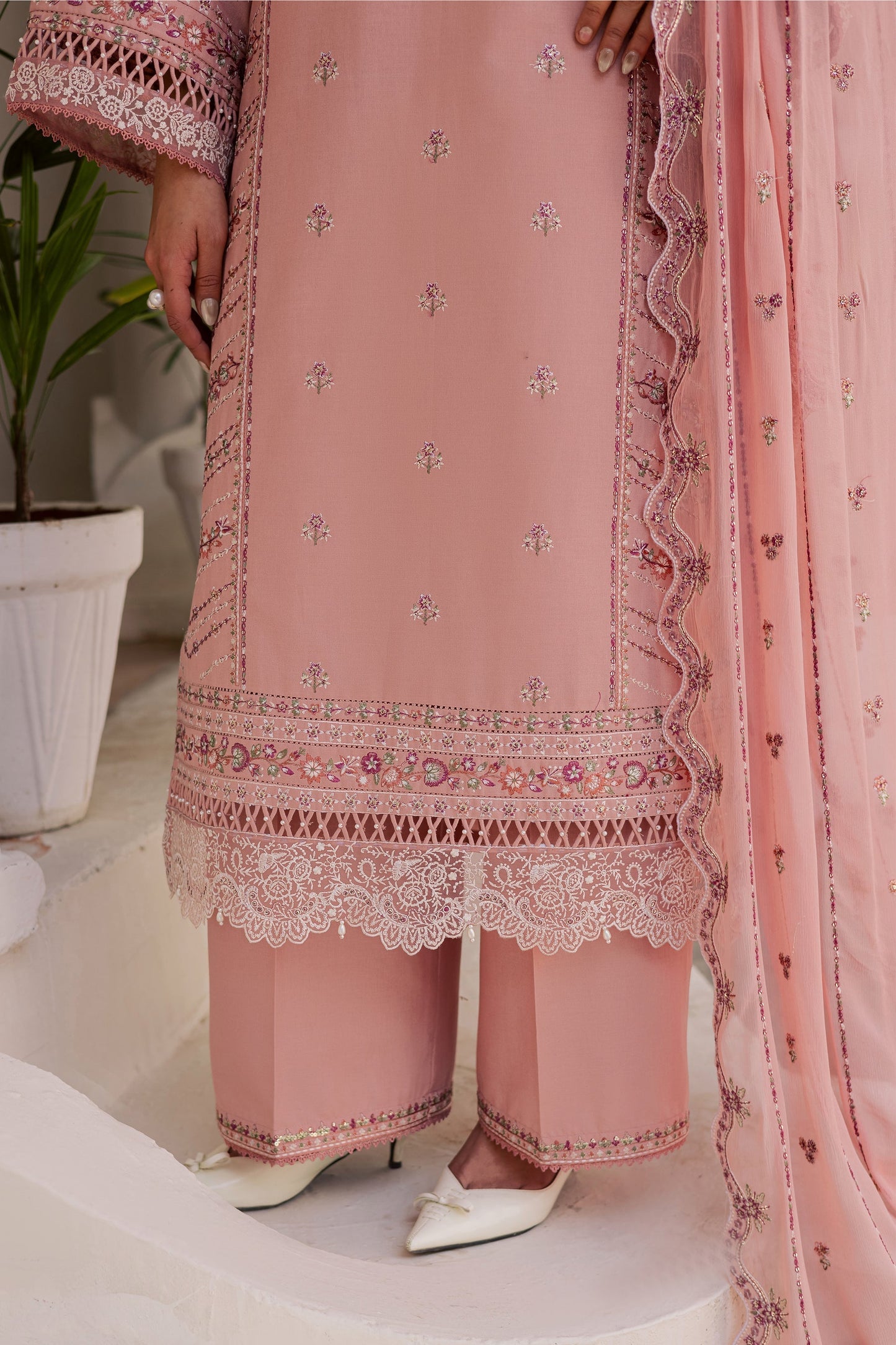 BATIK-3PC LAWN EMBROIDERED SHIRT WITH KHADDI NET EMBROIDERED DUPATTA AND EMB TROUSER-BIC-4743