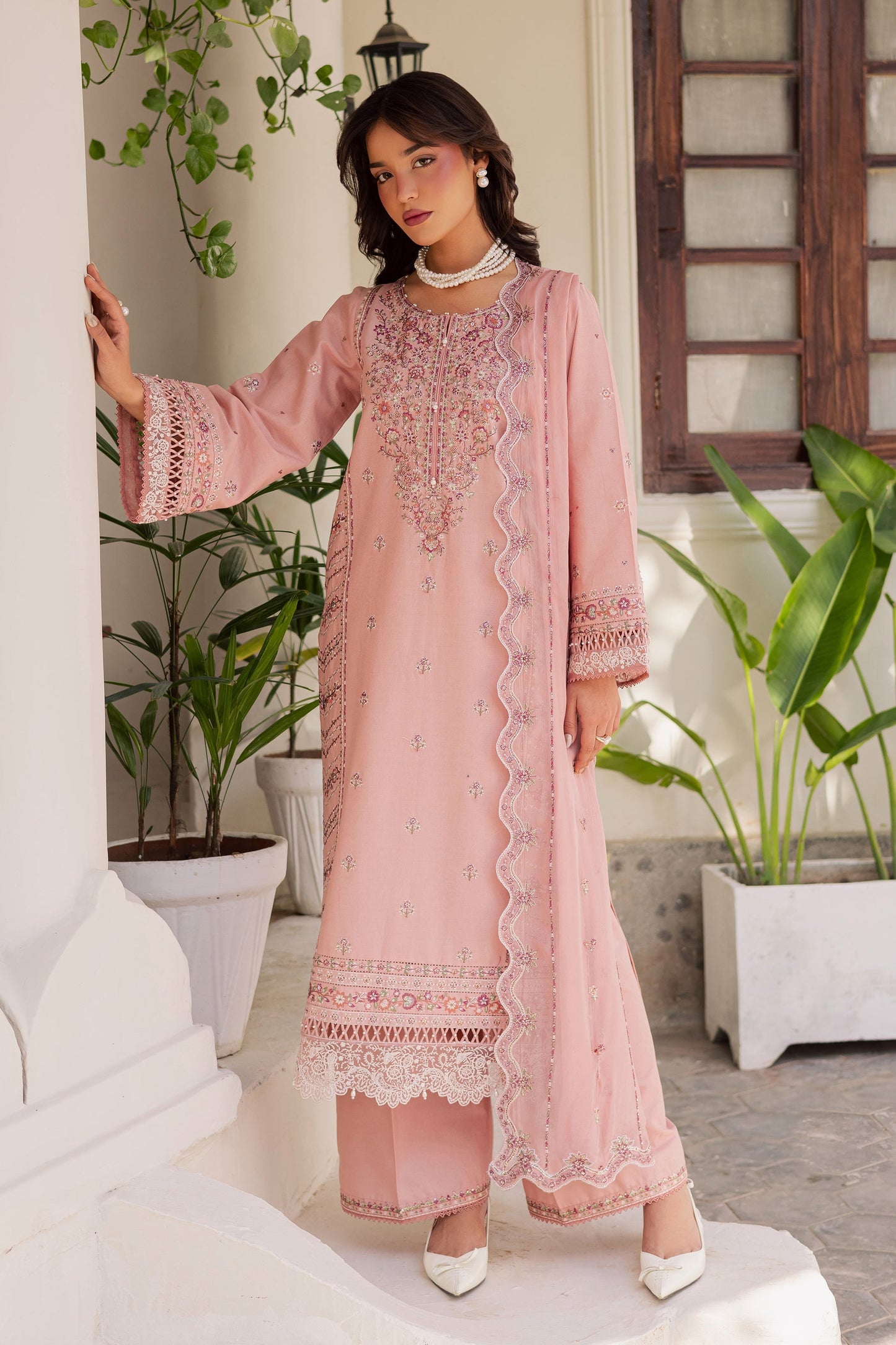 BATIK-3PC LAWN EMBROIDERED SHIRT WITH KHADDI NET EMBROIDERED DUPATTA AND EMB TROUSER-BIC-4743