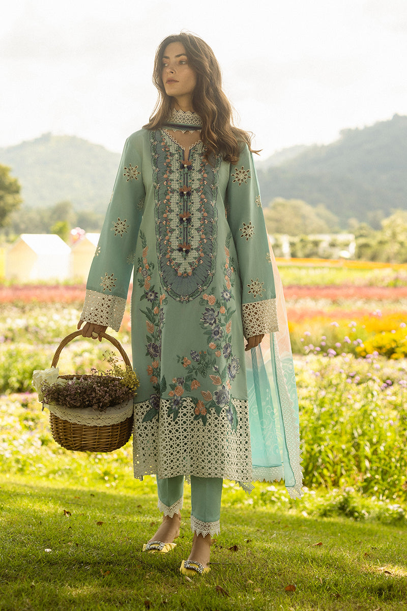 MUSHQ-3PC LAWN EMBROIDERED SHIRT WITH CHIFFON PRINTED DUPATTA AND TROUSER-BIC-4524