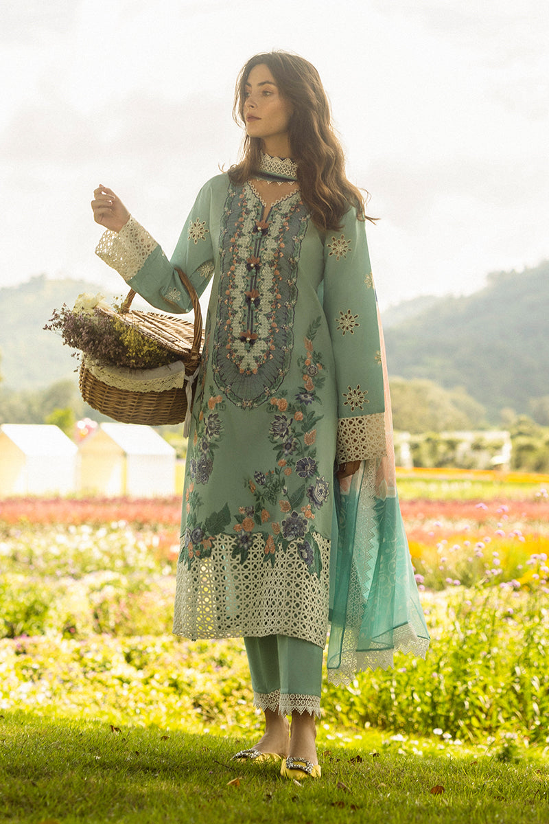 MUSHQ-3PC LAWN EMBROIDERED SHIRT WITH CHIFFON PRINTED DUPATTA AND TROUSER-BIC-4524
