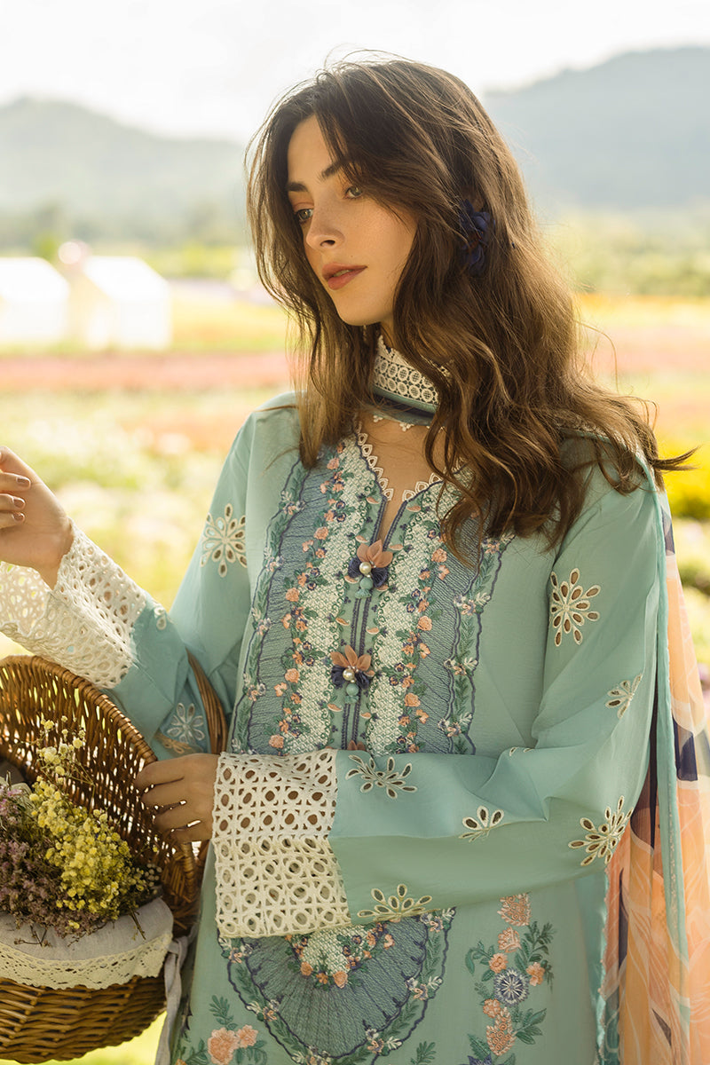 MUSHQ-3PC LAWN EMBROIDERED SHIRT WITH CHIFFON PRINTED DUPATTA AND TROUSER-BIC-4524