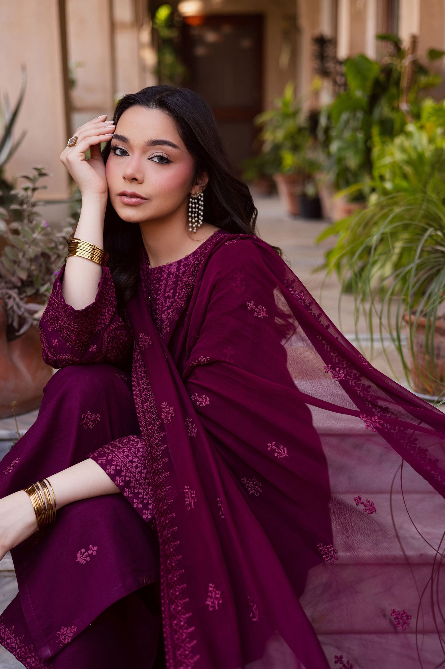 BATIK-3PC LAWN EMBROIDERED SHIRT WITH CHIFFON EMBROIDERED DUPATTA AND EMB TROUSER-BIC-4696