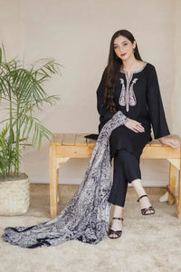 SR-S01 Unstitched Fully Embroided Dhanak Suit With Wool Shawl