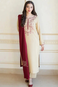 SR-AS25 Unstitched Fully Embroided Dhanak Suit With Dhanak Dupatta