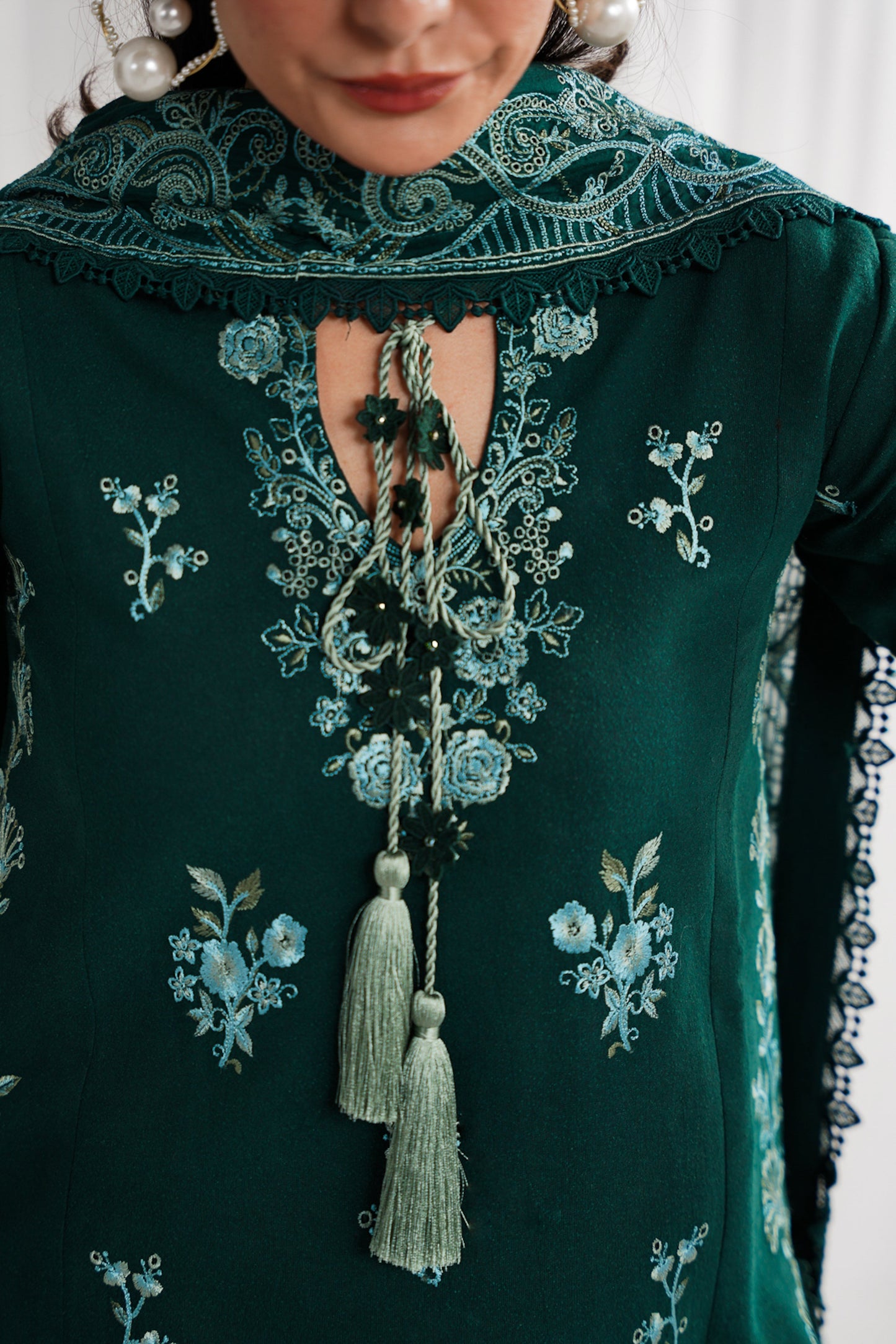 GARNET-3PC LAWN EMBROIDERED SHIRT WITH KHADDI NET EMBROIDERED DUPATTA & EMB TROUSER-BIC-4687