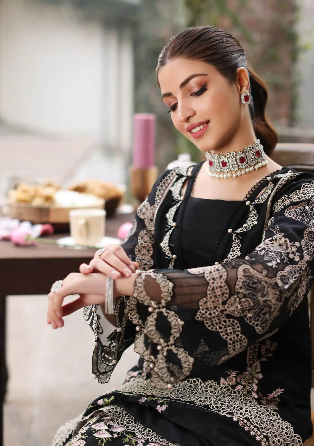 ASIM JOFA-3PC LAWN EMBROIDERED SHIRT WITH CHIFFON EMBROIDERED DUPATTA AND TROUSER -BIC-4633