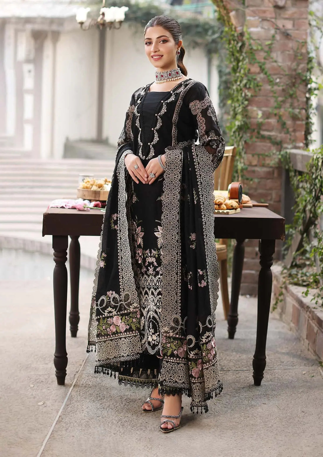 ASIM JOFA-3PC LAWN EMBROIDERED SHIRT WITH CHIFFON EMBROIDERED DUPATTA AND TROUSER -BIC-4633