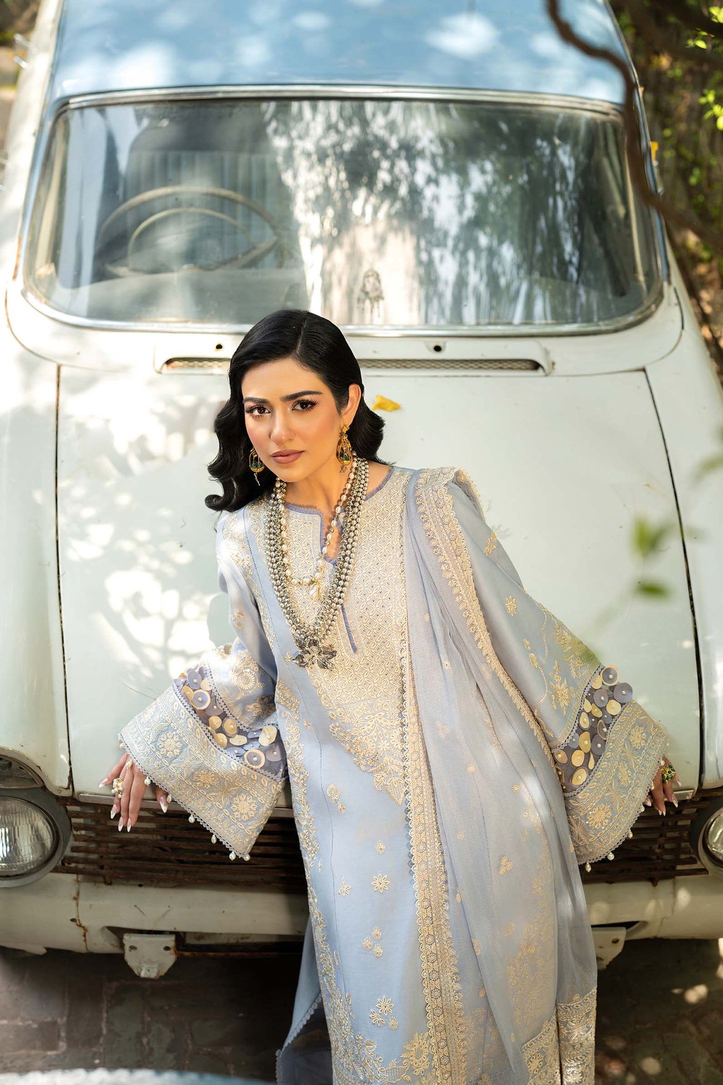 ETHNC-3PC LAWN EMBROIDERED SHIRT WITH ORGANZA EMBROIDERED DUPATTA AND TROUSER -BIC-4710