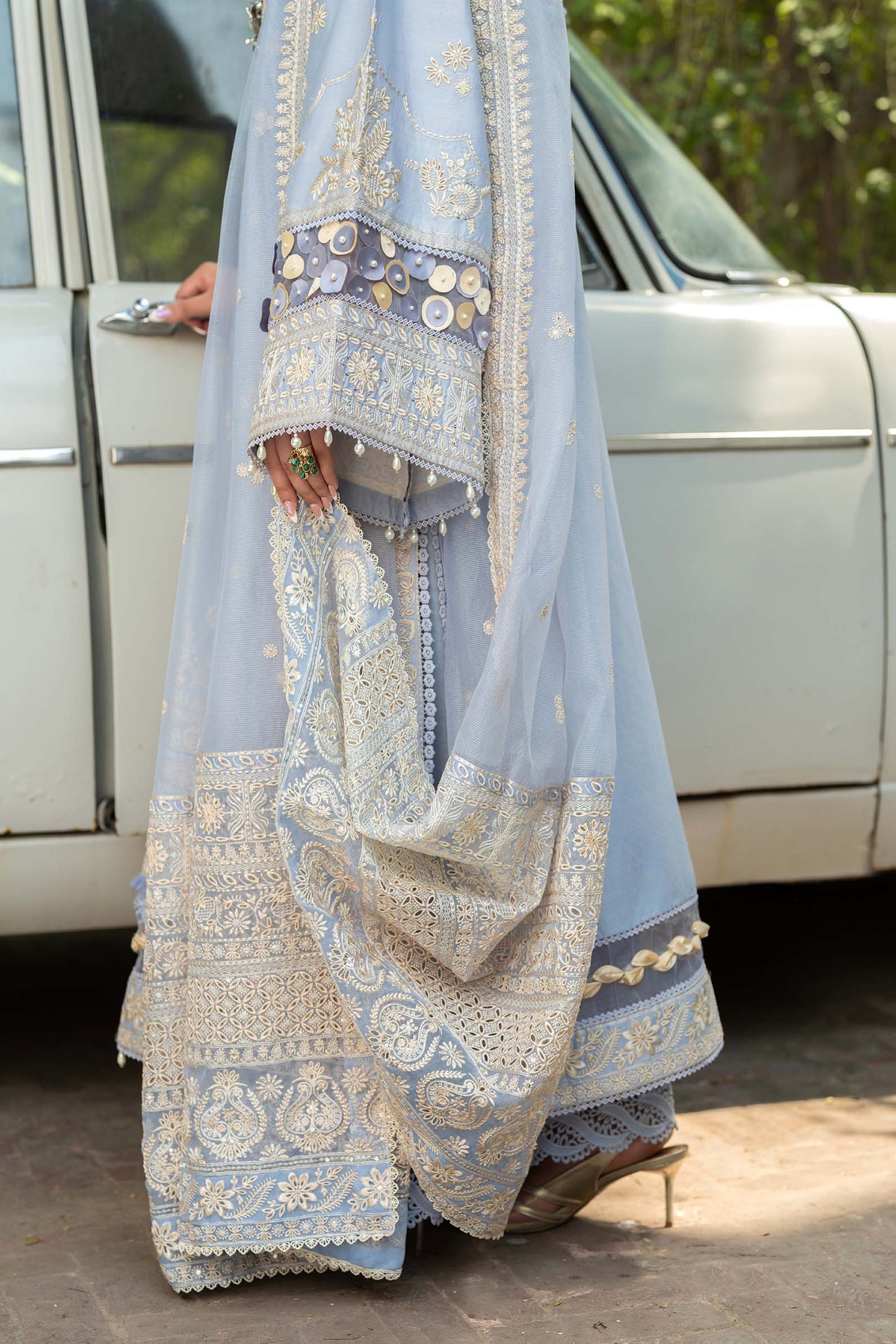 ETHNC-3PC LAWN EMBROIDERED SHIRT WITH ORGANZA EMBROIDERED DUPATTA AND TROUSER -BIC-4710