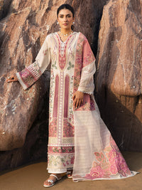 MAHNUR-3PC LAWN CHIKAN HEAVY EMBROIDERED SHIRT WITH KHADDI NET EMBROIDERED DUPATTA AND TROUSER-BIC-4734