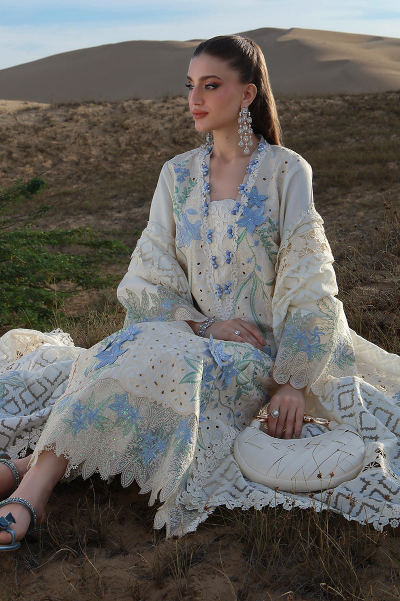 RANG RASIYA-3PC LAWN CHIKANKAARI EMBROIDERED SHIRT WITH KHADDI NET EMBROIDERED DUPATTA AND TROUSER-BIC-4798