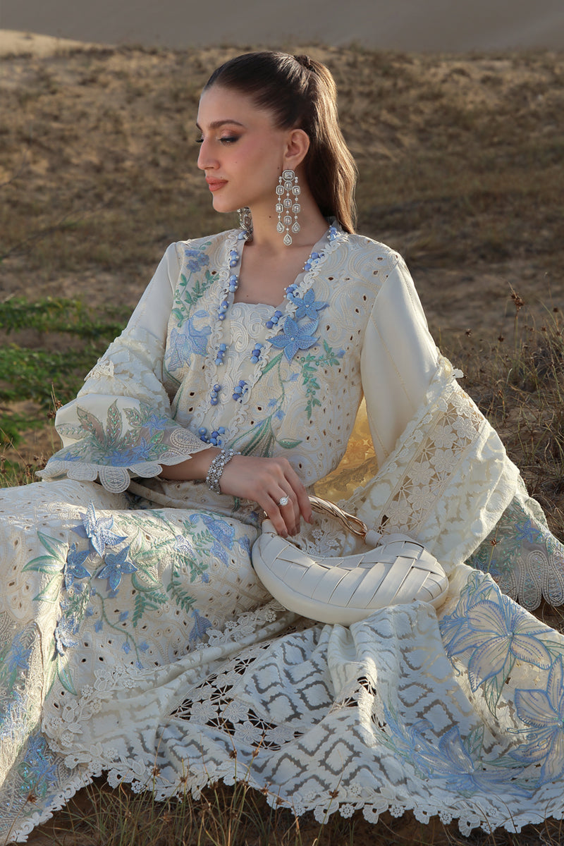 RANG RASIYA-3PC LAWN CHIKANKAARI EMBROIDERED SHIRT WITH KHADDI NET EMBROIDERED DUPATTA AND TROUSER-BIC-4798