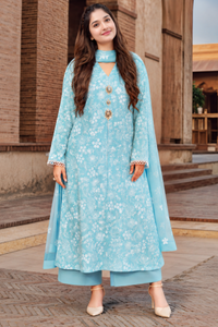 SR-BR08 Lawn 3Pc Embroidered Suit with Bamber Chiffon Embroidered Dupatta