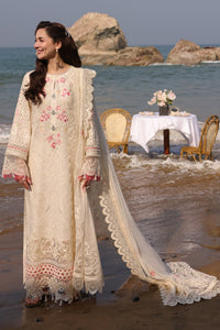 QALAMQAR-3PC LAWN CHIKANKARI EMBROIDERED SHIRT WITH KHADDI NET EMB DUPATTA AND TROUSER-BIC-4663