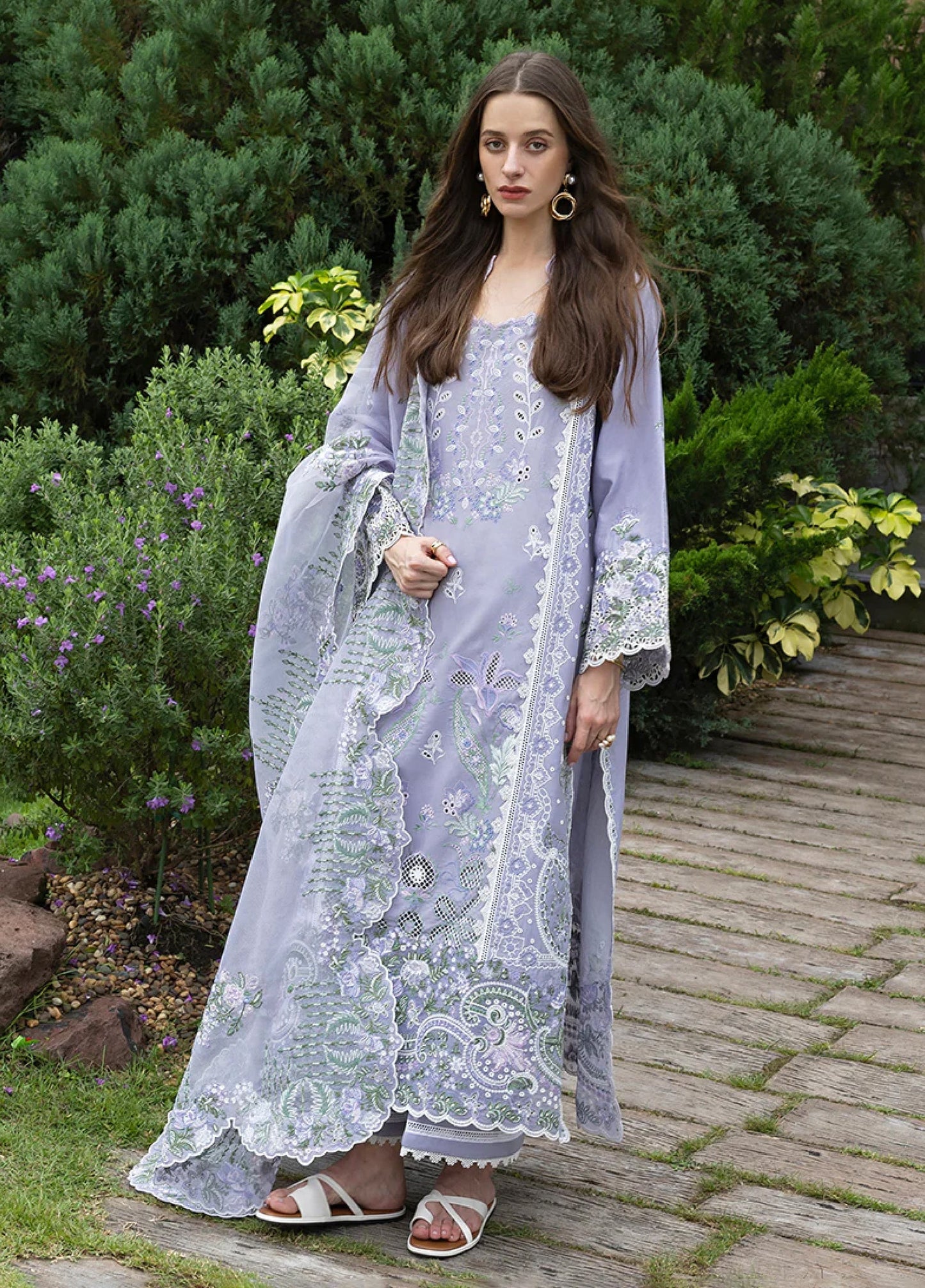 MUSHQ-3PC LAWN EMBROIDERED SHIRT WITH KHADDI NET EMB DUPATTA AND TROUSER-BIC-4804