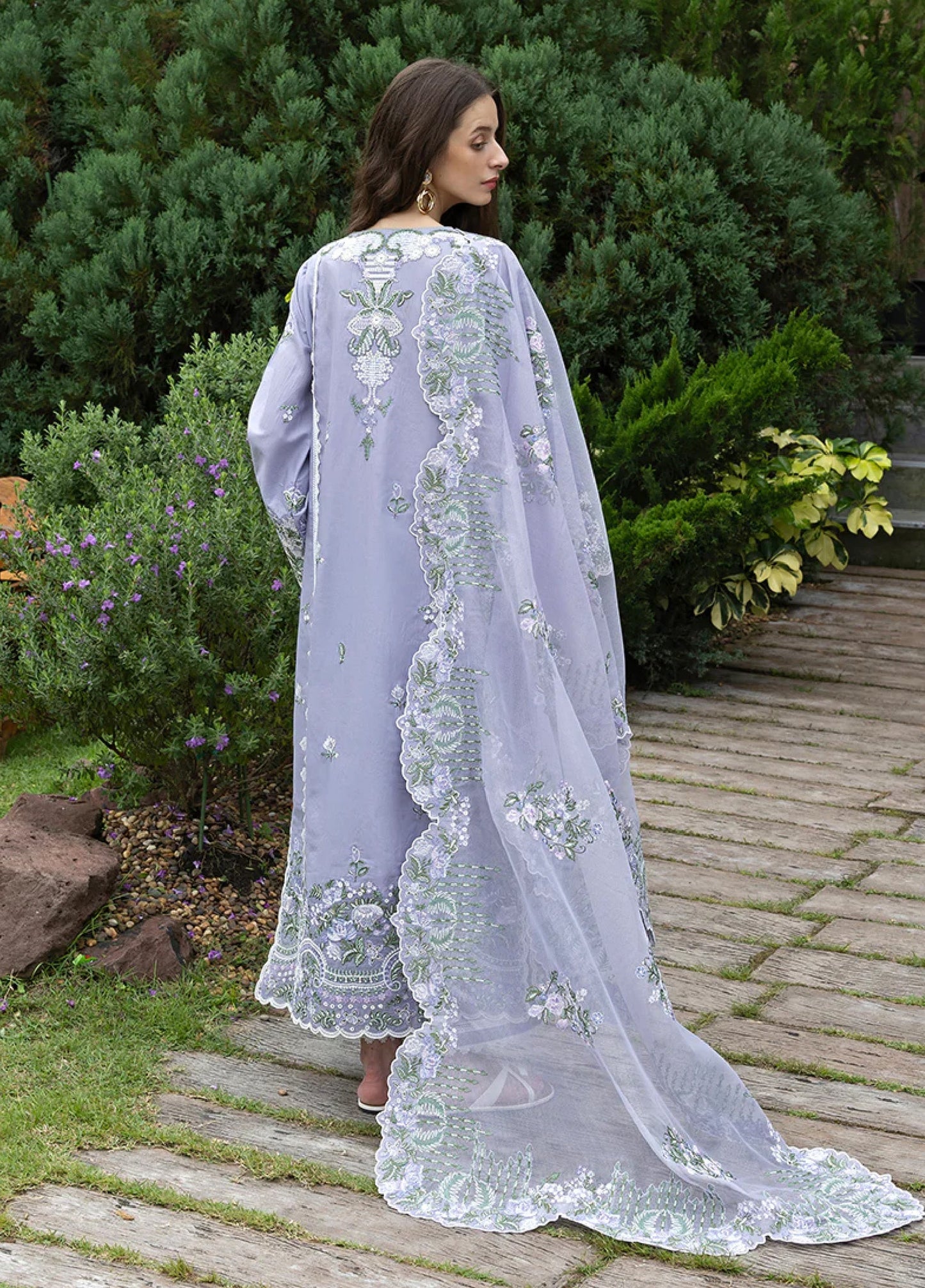 MUSHQ-3PC LAWN EMBROIDERED SHIRT WITH KHADDI NET EMB DUPATTA AND TROUSER-BIC-4804