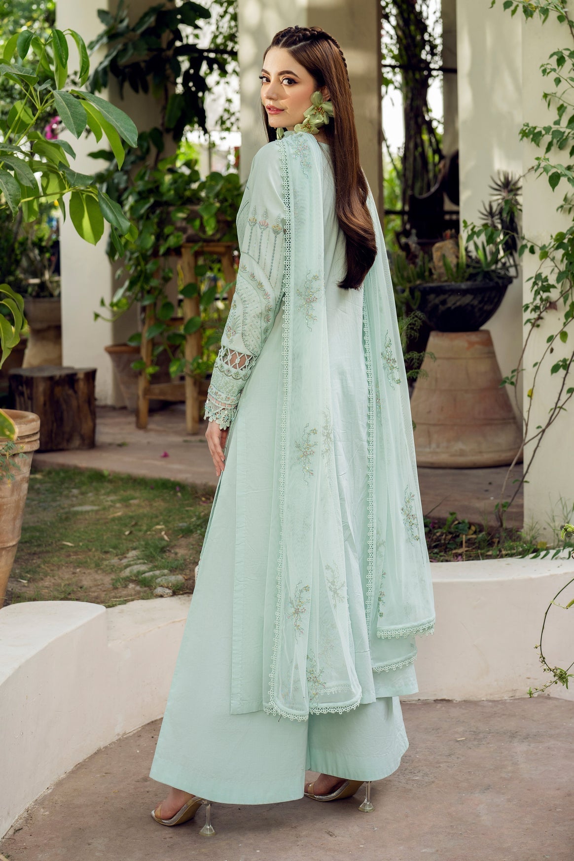 JAZMIN-3PC LAWN EMBROIDERED SHIRT WITH ORGANZA EMB DUPATTA AND TROUSER-BIC-4624
