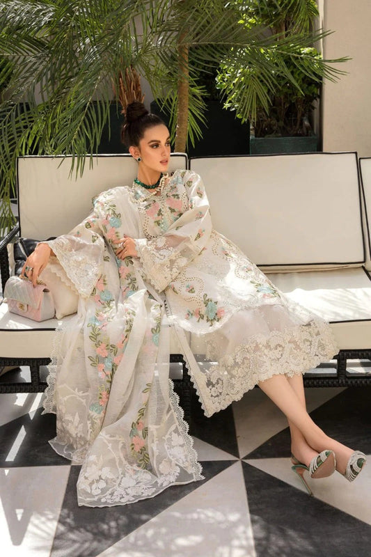 CRIMSON-3PC LAWN EMBROIDERED SHIRT WITH CHIFFON EMBROIDERED DUPATTA & TROUSER-BIC-4502