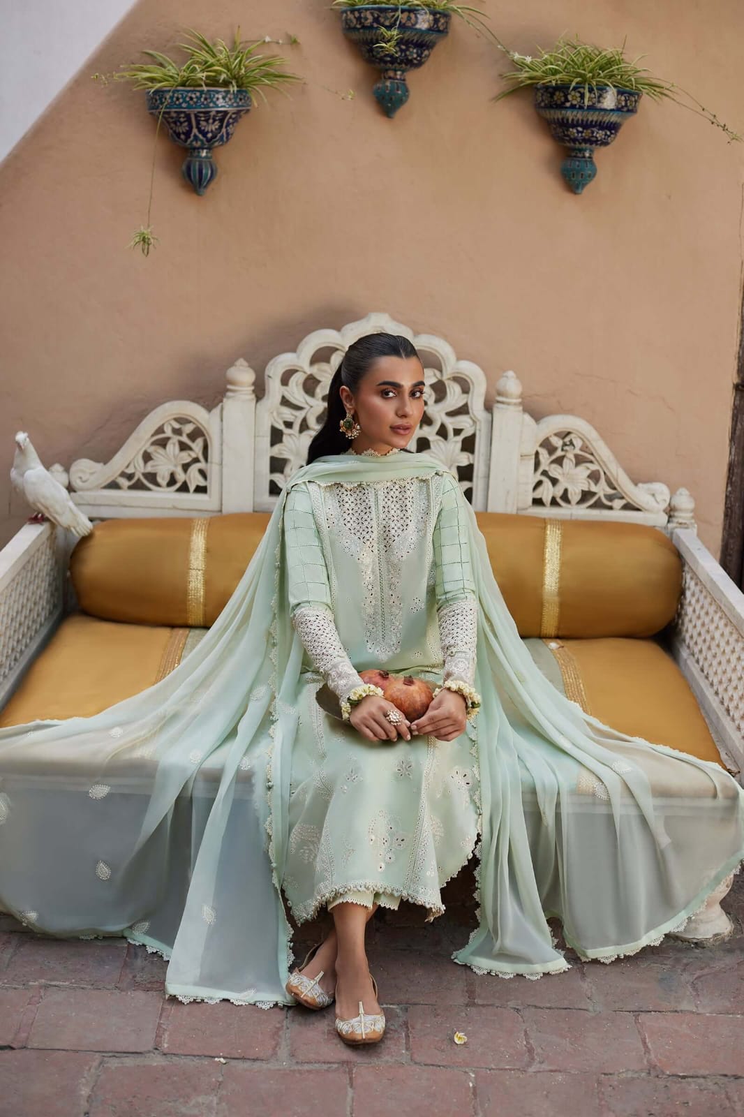 SR-ZH807 Unstitched Fully Embroidered Lawn Suit With Embroidered Bamber Chiffon Dupatta