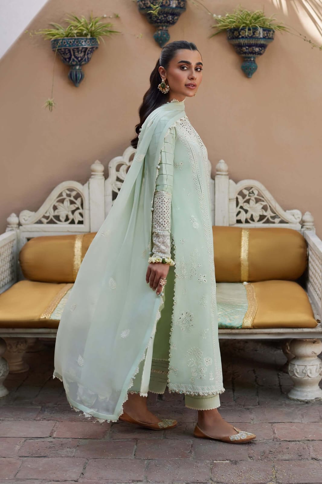 SR-ZH807 Unstitched Fully Embroidered Lawn Suit With Embroidered Bamber Chiffon Dupatta