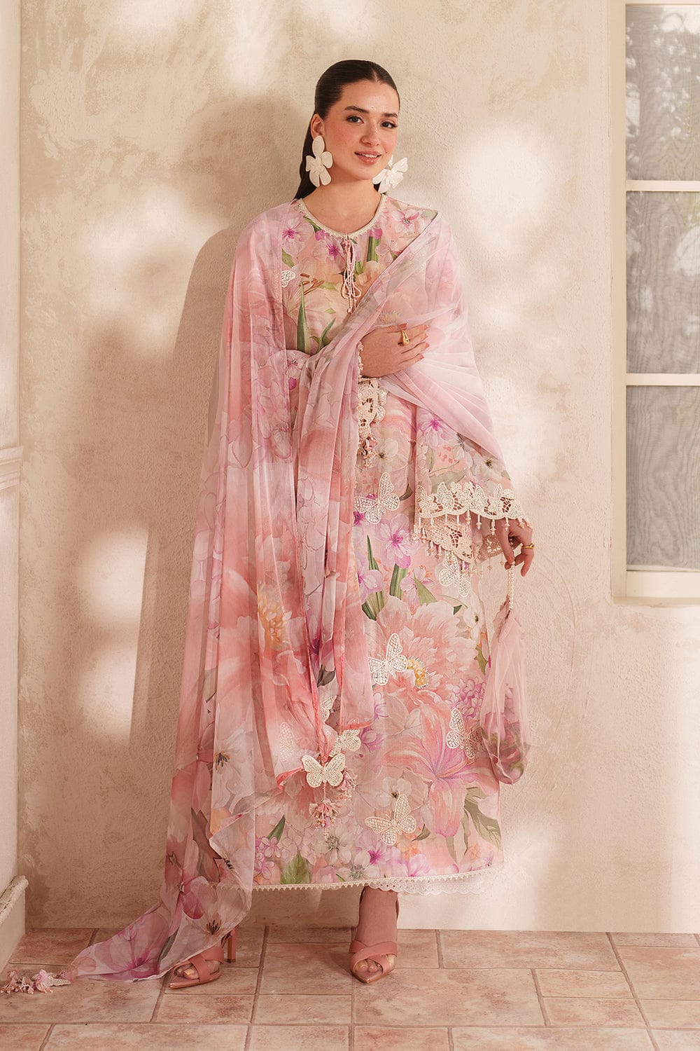 SR-BQ208 Unstitched Digital Printed Lawn Suit 3pc With Digital Printed Lawn Dupatta