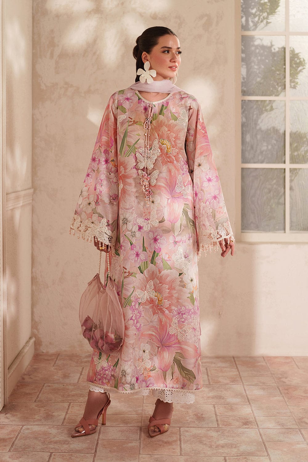SR-BQ208 Unstitched Digital Printed Lawn Suit 3pc With Digital Printed Lawn Dupatta