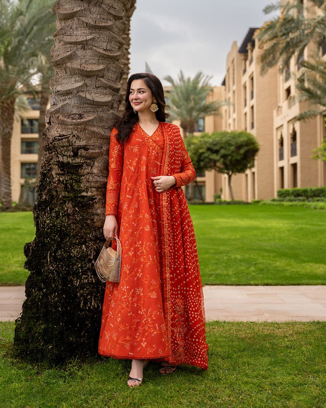 SR-FS1005 Lawn Unstitched Frock Fully Embroidered 3pc Suit With Cotton Lawn Printed & Embroided Dupatta