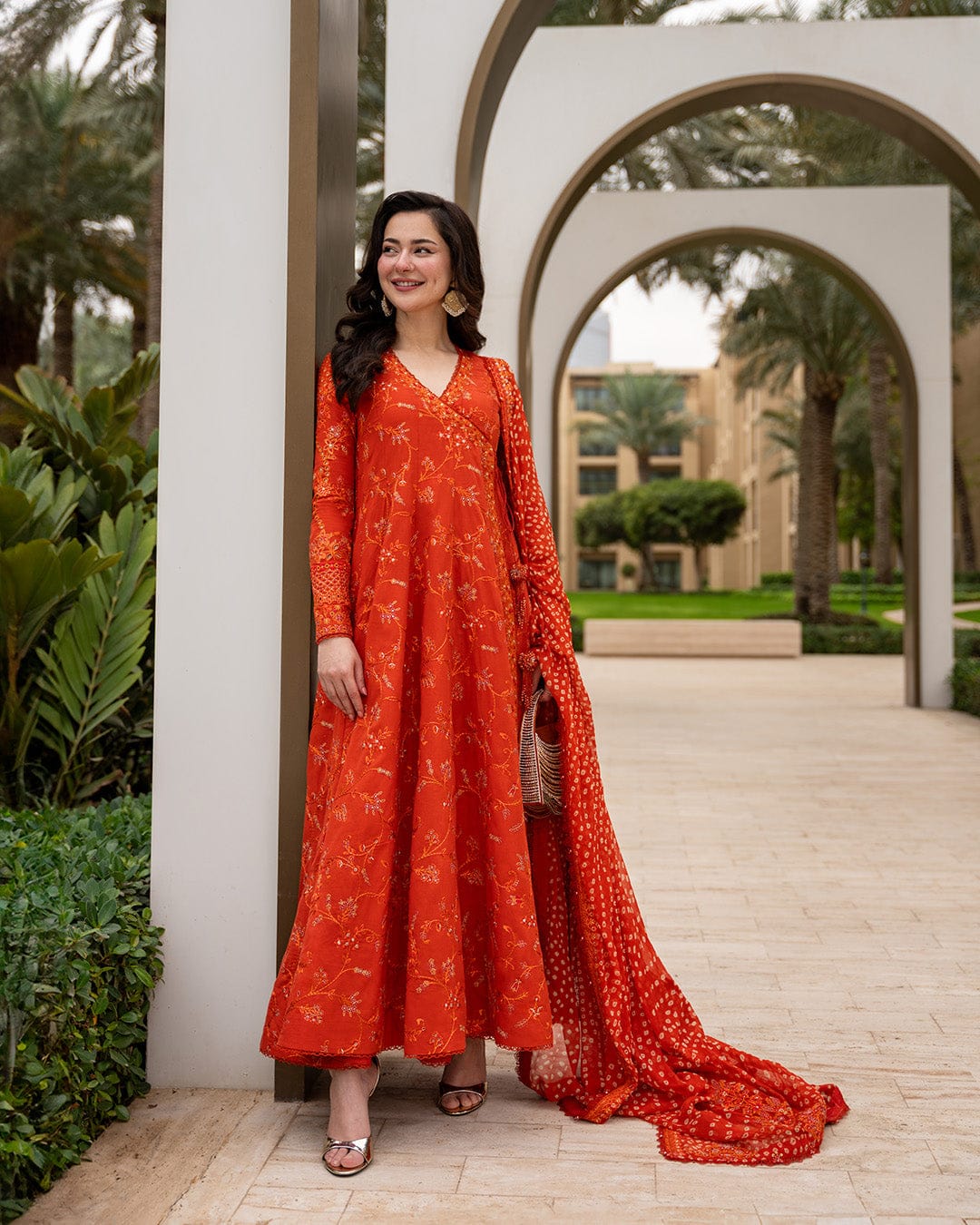 SR-FS1005 Lawn Unstitched Frock Fully Embroidered 3pc Suit With Cotton Lawn Printed & Embroided Dupatta