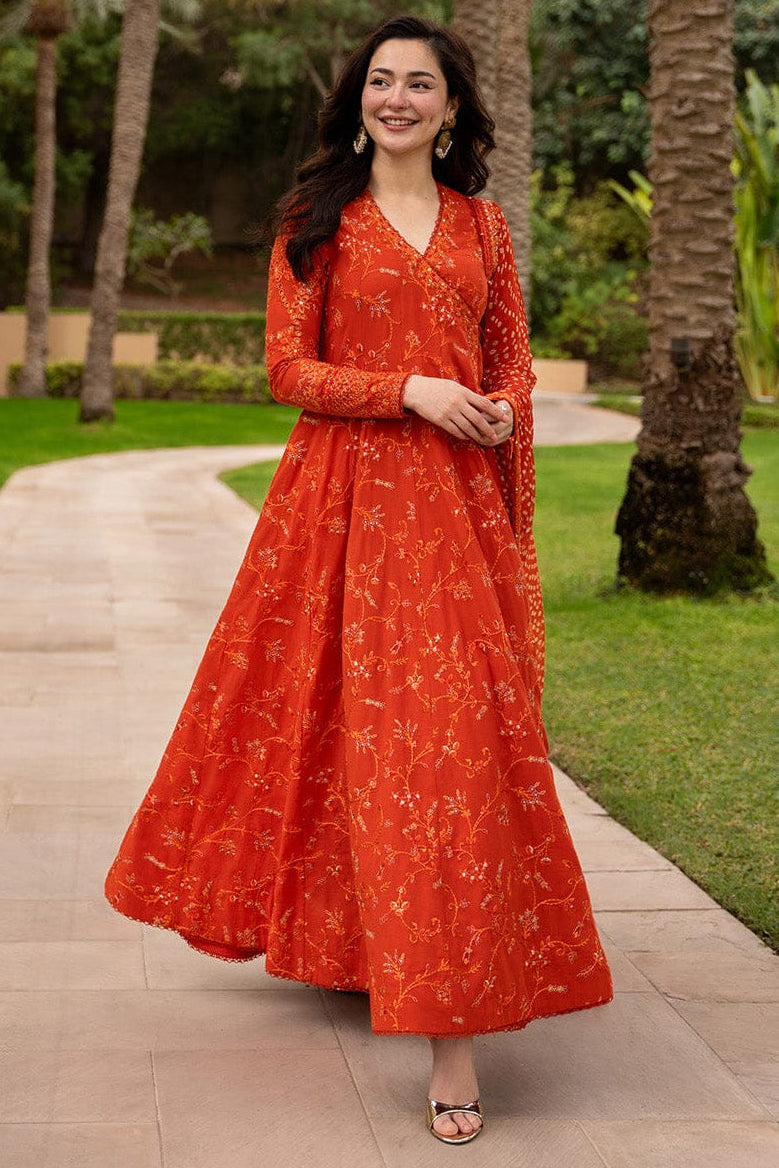 SR-FS1005 Lawn Unstitched Frock Fully Embroidered 3pc Suit With Cotton Lawn Printed & Embroided Dupatta