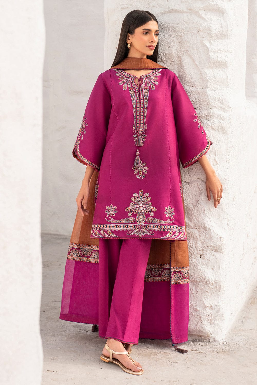SR-JZ2830 Unstitched Fully Embroidered Lawn Suit With Embroidered Chiffon Dupatta