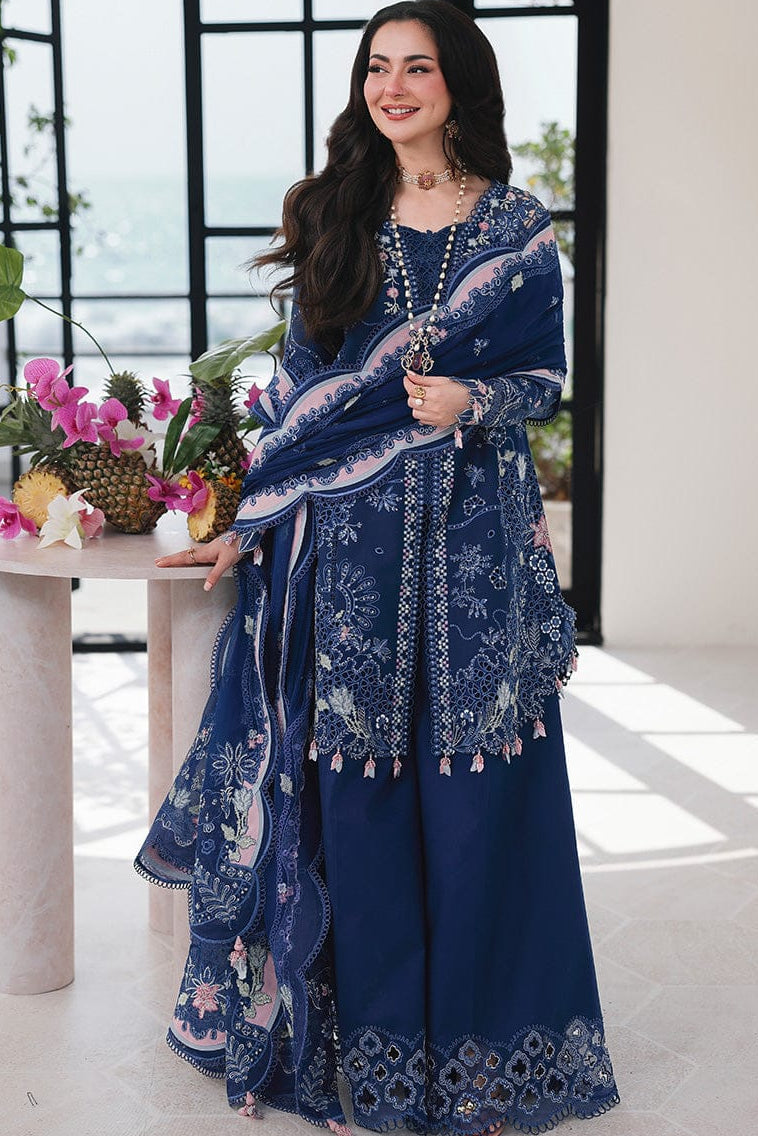 SR-QL2815 Lawn Unstitched Embroidered 3pc Suit With Fully Embroidered Chiffon Dupatta