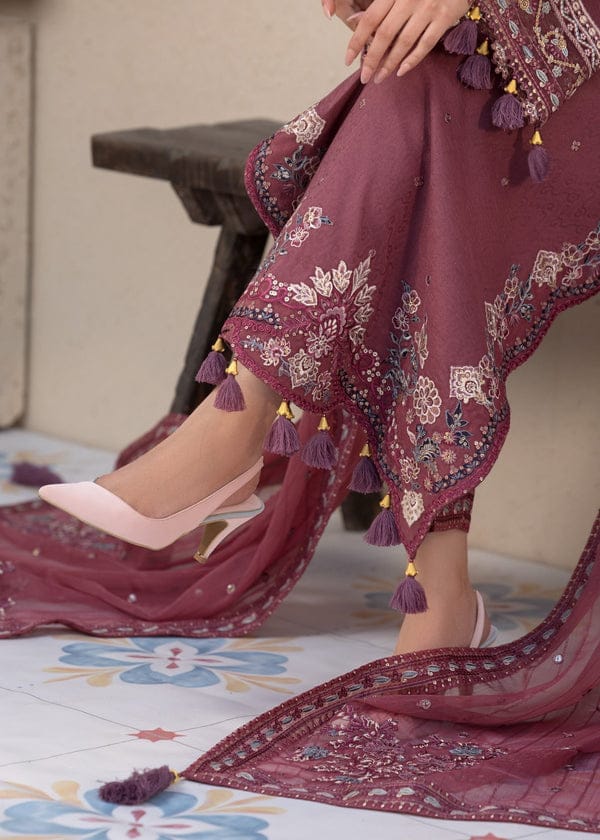 SR-QL2850 Lawn Unstitched Fully Sequence Embroidered 3pc Suit With Bamber Chiffon Embroided Dupatta