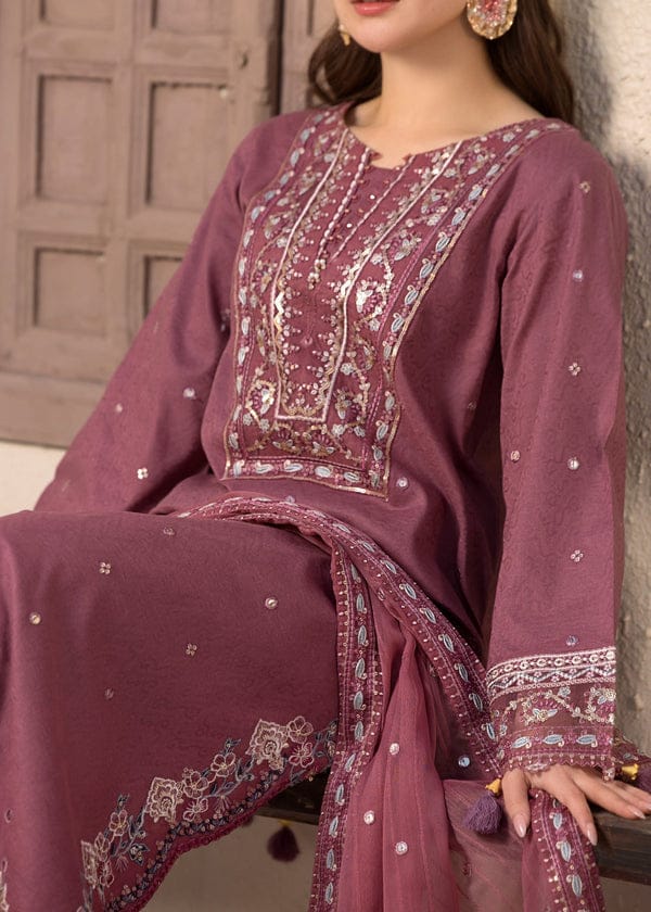 SR-QL2850 Lawn Unstitched Fully Sequence Embroidered 3pc Suit With Bamber Chiffon Embroided Dupatta