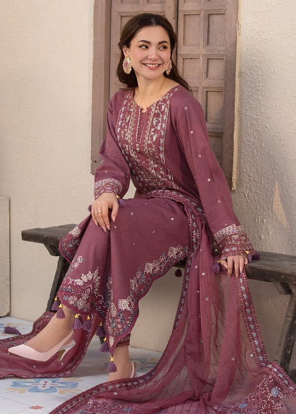 SR-QL2850 Lawn Unstitched Fully Sequence Embroidered 3pc Suit With Bamber Chiffon Embroided Dupatta