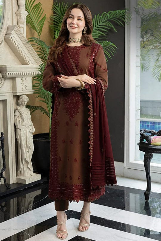SR-AJ56 Unstitched Embroidered Dhanak Wool Suit With Embroidered Dhanak Shawl