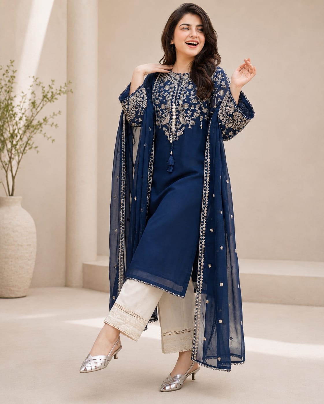 SR-BT2835 Unstitched Fully Embroidered Lawn Suit With Embroidered Bamber Chiffon Dupatta