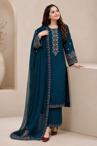 SR-LM585 Unstitched Embroidered Lawn Suit 3pc With Bamber Chiffon Embroidered Dupatta