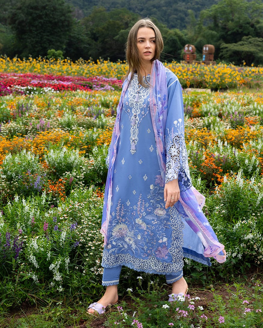 SR-MS2780 Lawn Unstitched Embroidered 3pc Suit With Monar Digital Printed Dupatta