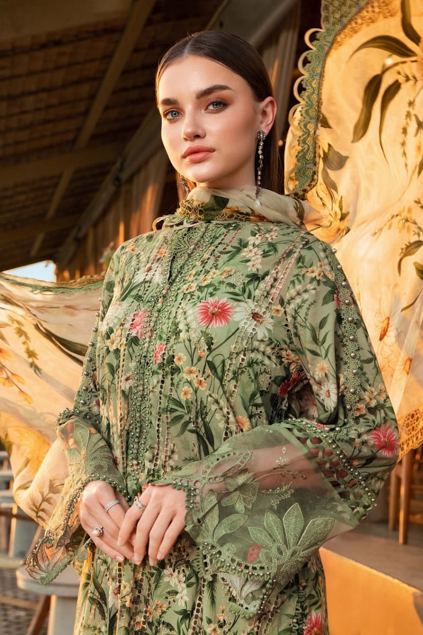 SR-MB452 Unstitched Digital Printed Lawn Suit 3pc With Lawn Digital Printed Dupatta