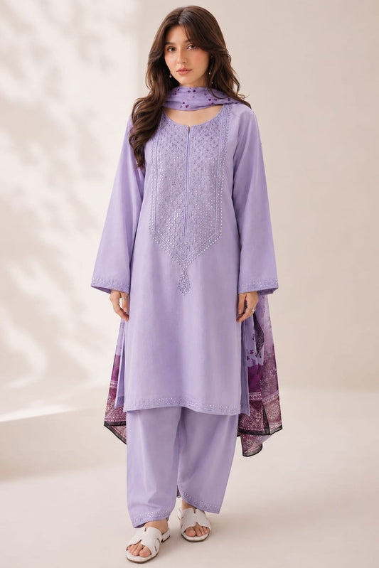 SR-ZS2625 Lawn Unstitched 3pc Embroidered Suit With Digital Printed Poly Lawn Dupatta