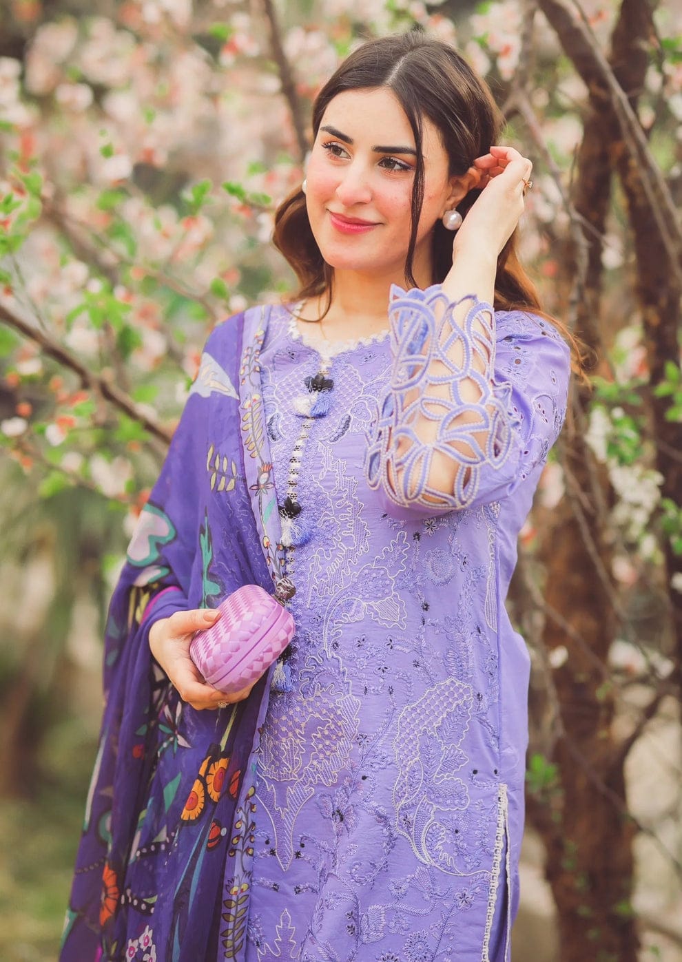 SR-04 Lawn stuff 3 Piece fully Embroidered Suit with Silk Printed Dupatta