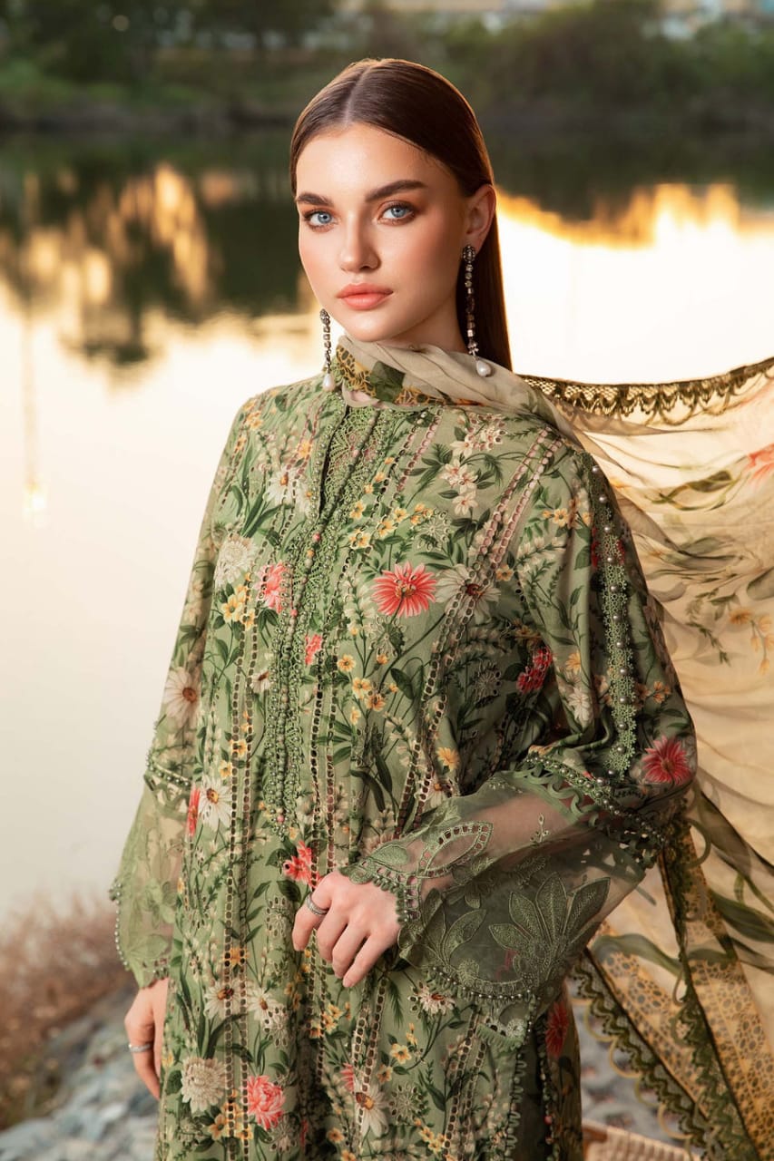 SR-MB452 Unstitched Digital Printed Lawn Suit 3pc With Lawn Digital Printed Dupatta