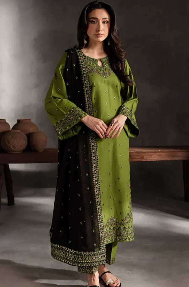 SR-IZ89333 Lawn Embroidered 3pc Suit With Bamber Chiffon Embroidered Dupatta