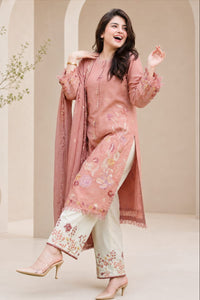 SR-ZS2755 Lawn Unstitched Embroidered 3pc Suit With Cotton Lawn Digital Printed Dupatta