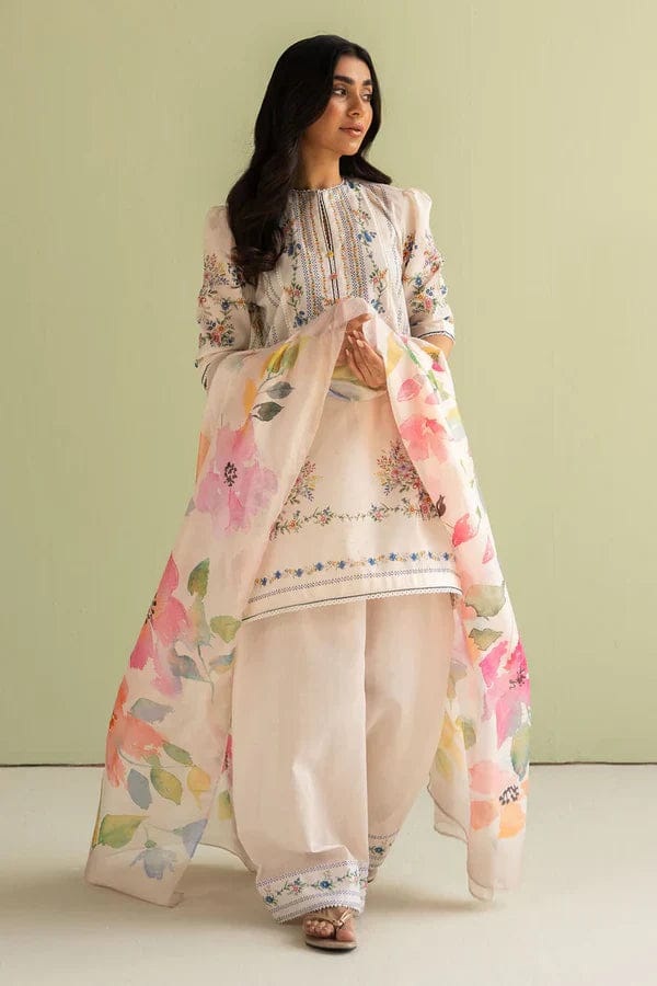 SR-BQ423 Unstitched Digital Printed Lawn Suit 3pc With Digital Printed Silk Dupatta