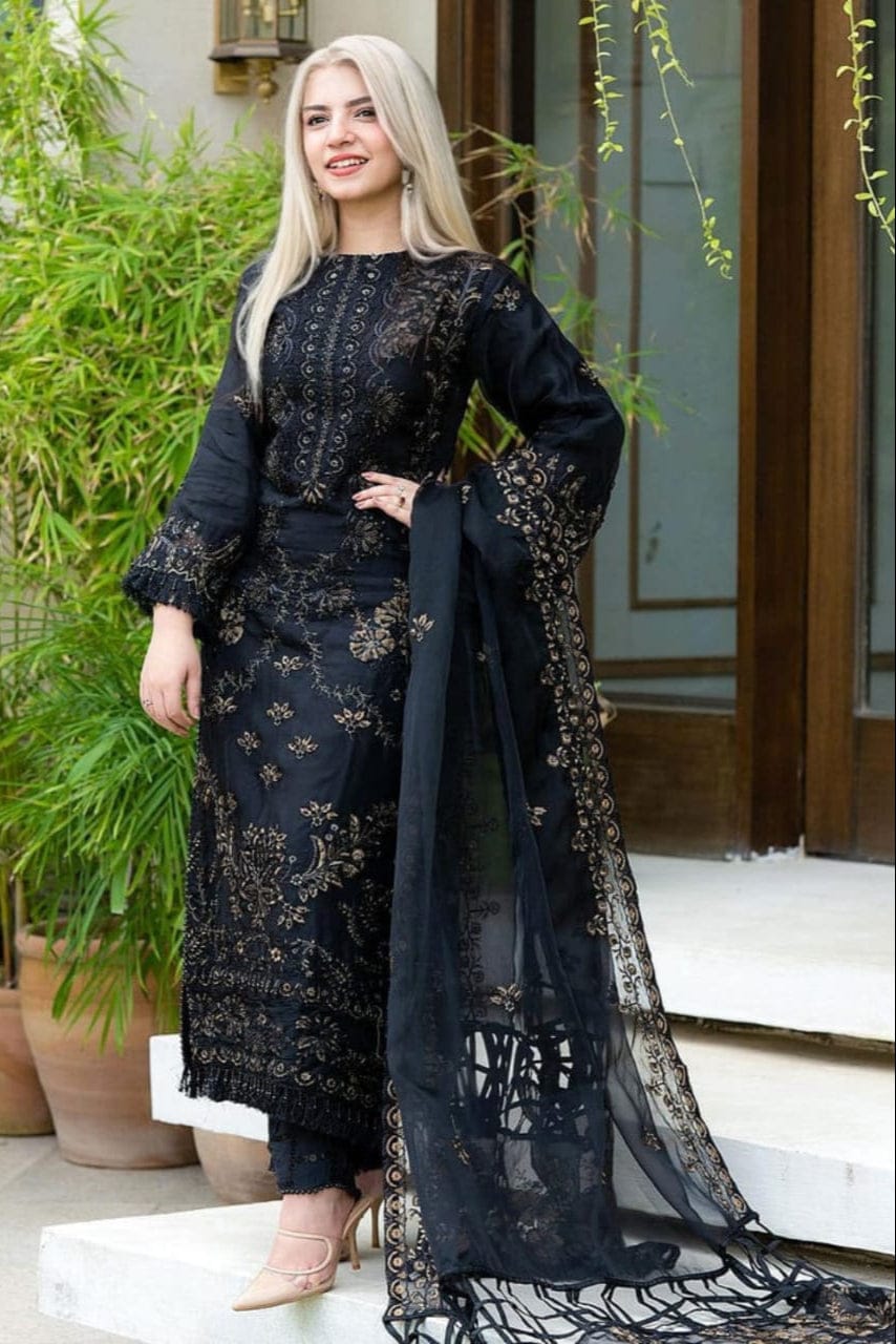 SR-NS32 Un-Stitched Dhanak Embroidered 3pc With Dhank Embroidered Shawl
