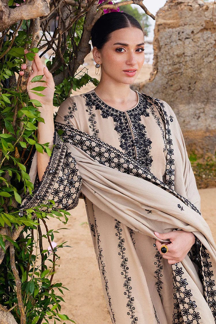 SR-AJ950 Unstitched Fully Embroidered Dhanak Suit With Embroidered Dhanak Shawl