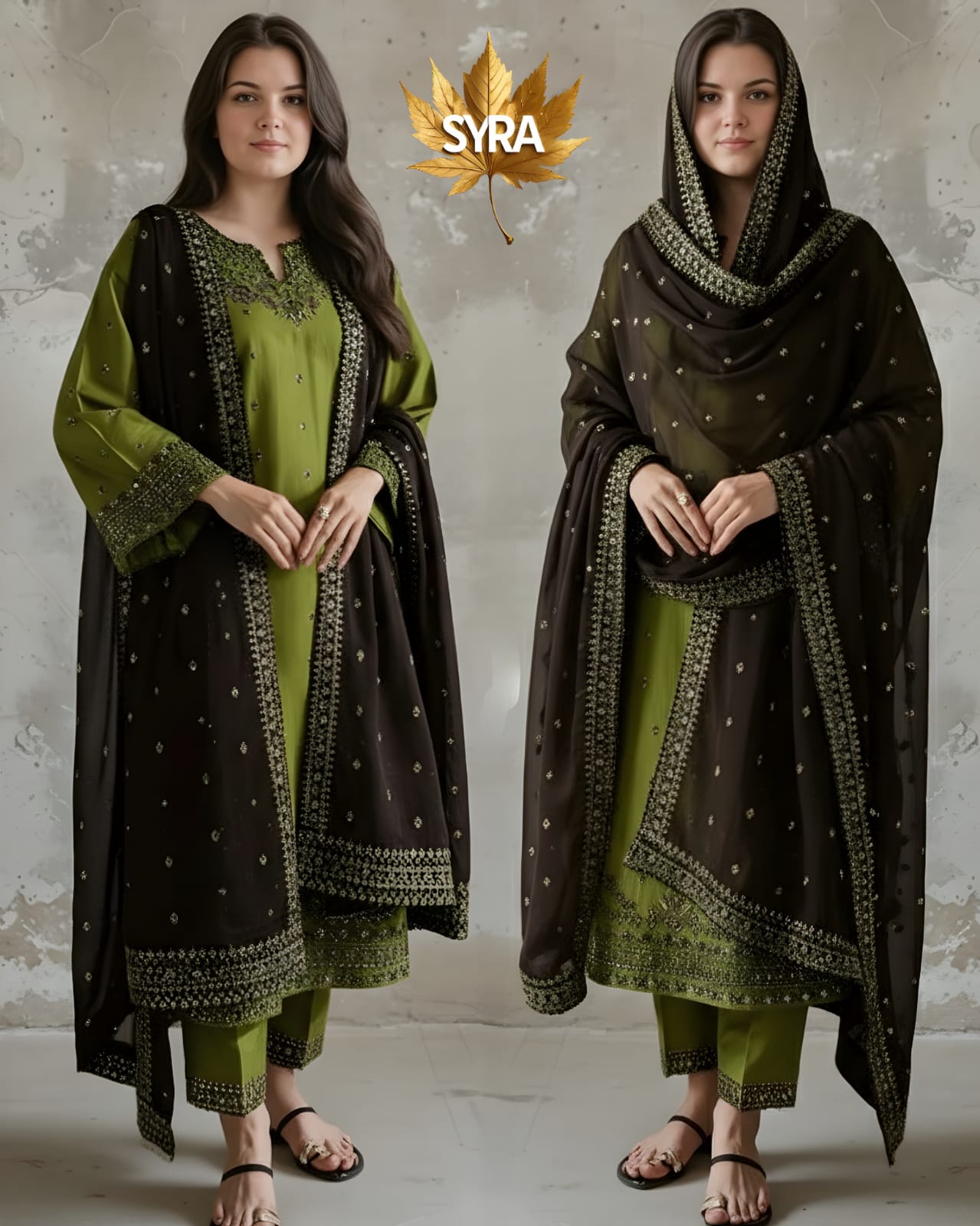 SR-IZ89333 Lawn Embroidered 3pc Suit With Bamber Chiffon Embroidered Dupatta